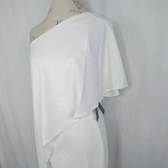 Adrianna Papell Jumpsuit White Asymmetrical One Shoulder NWT - Picture 4 of 16